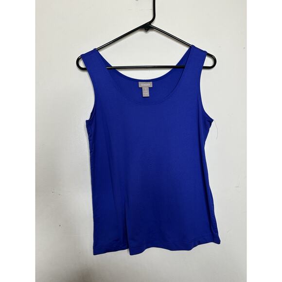 Chico’s Blue Tank Top Knit Stretchy Shell Size 1 Or US 8 Layer Capsule Wardrobe - Picture 1 of 5